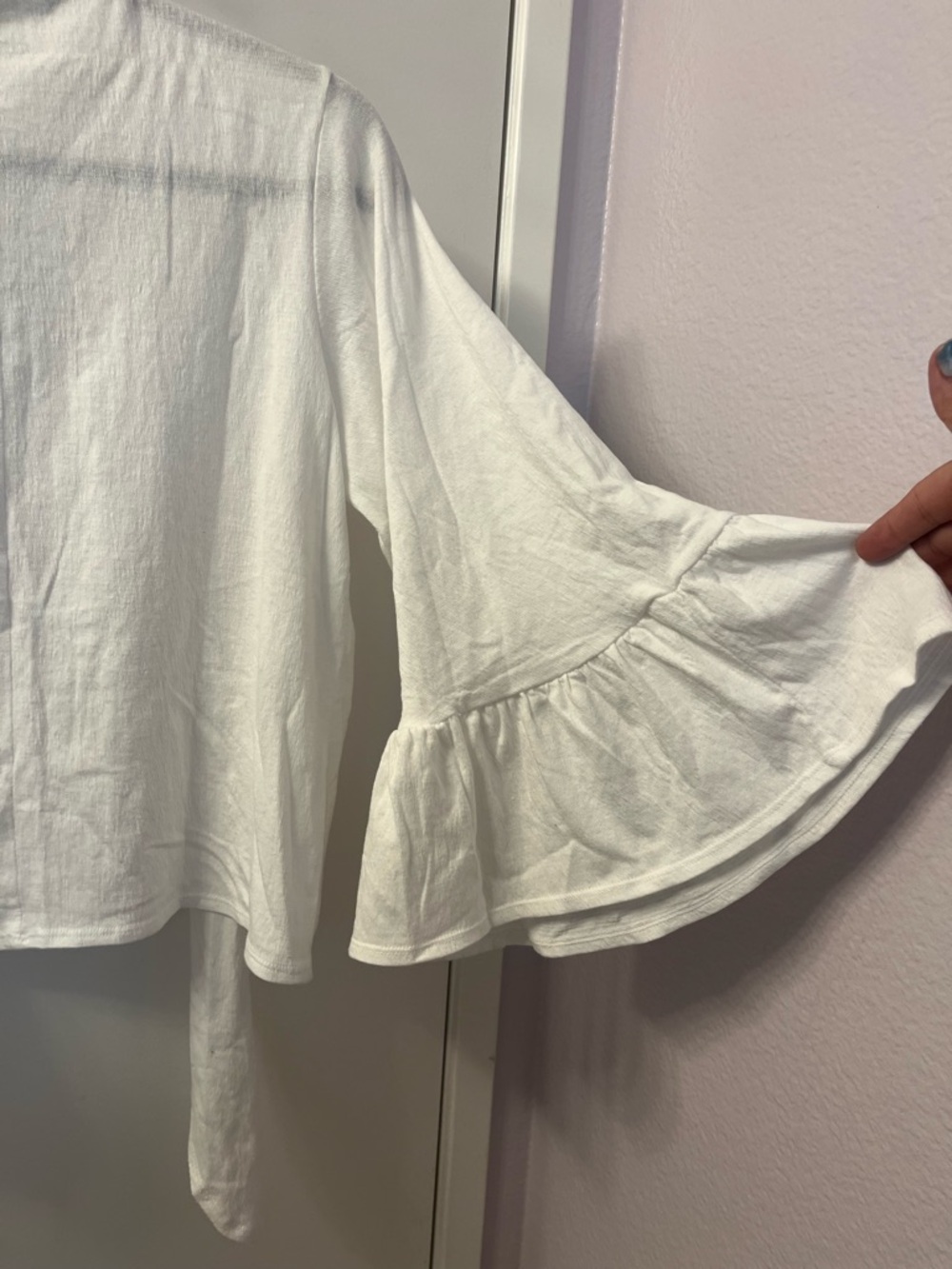 Colleen Lopez White Textured Open Front Top, Bell Sleeves-PTP 23-30/L 22 Pre❤️ - Picture 7 of 7